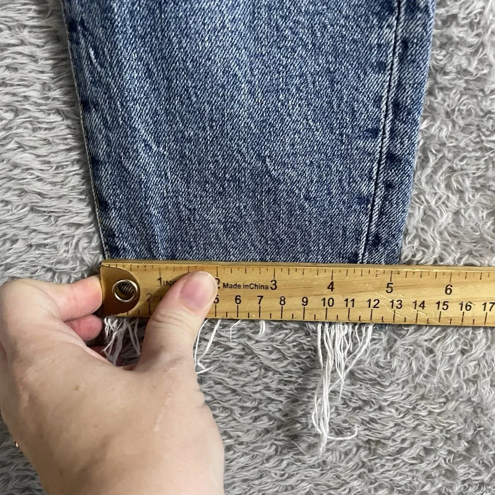 We The Free Jeans Womens 26‎ Skinny Blue Stretch Light Wash Button Fly Raw Hems